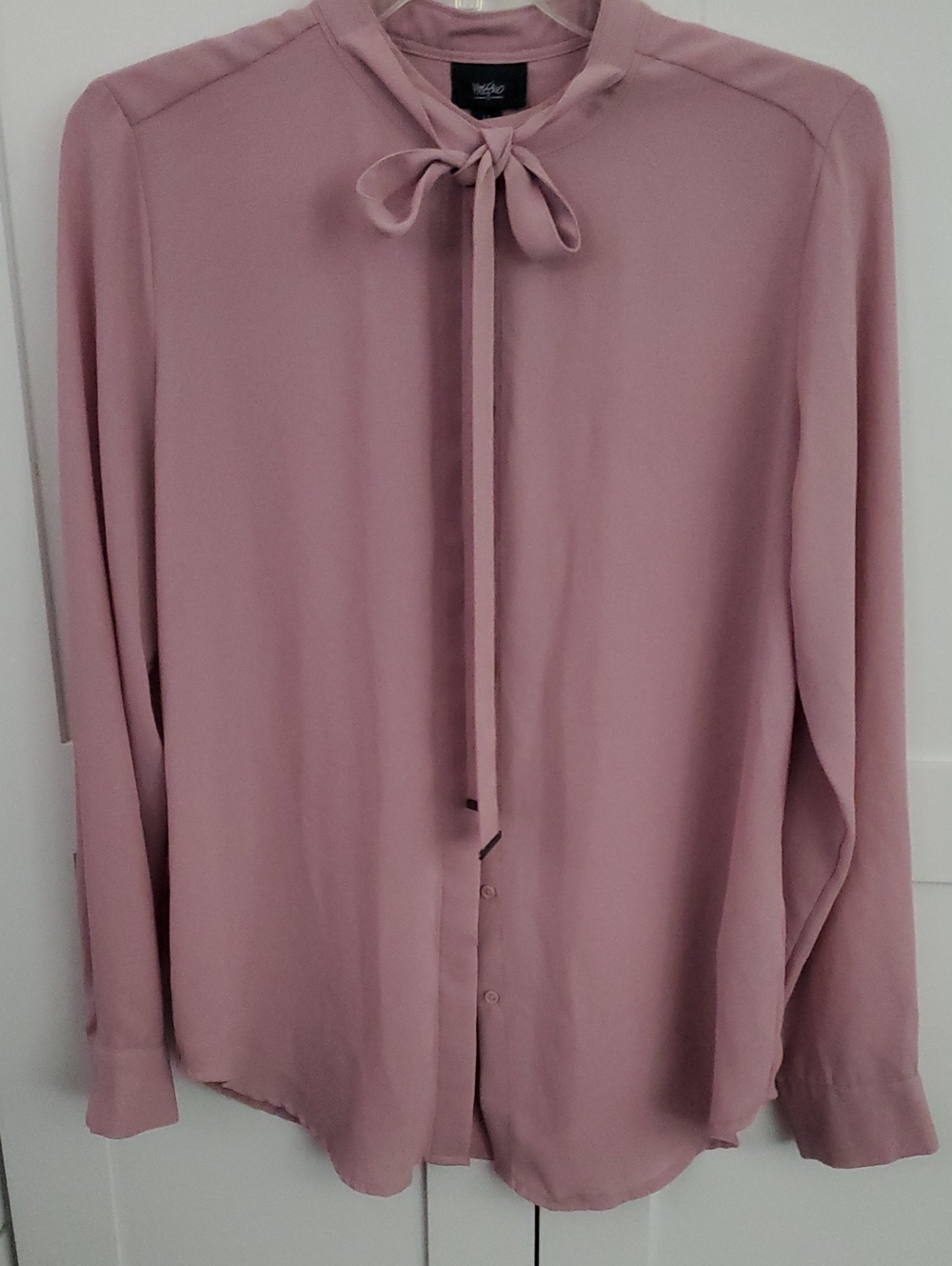 Mossimo Supply Co. Dusty Mauve Tie-Neck Blouse